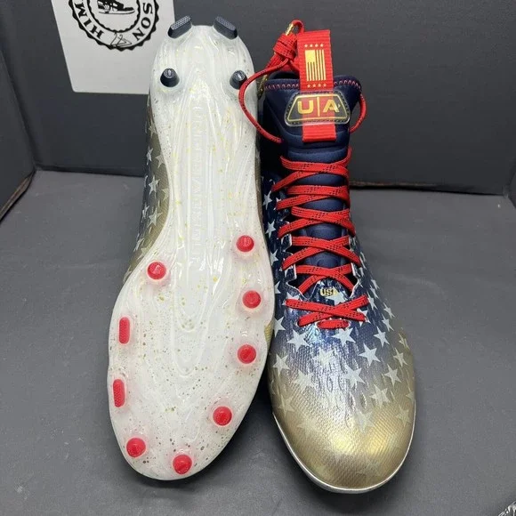 Under Armour Spotlight Lux MC LE USA Football Cleats 3025366-100 Men Athletic Shoes